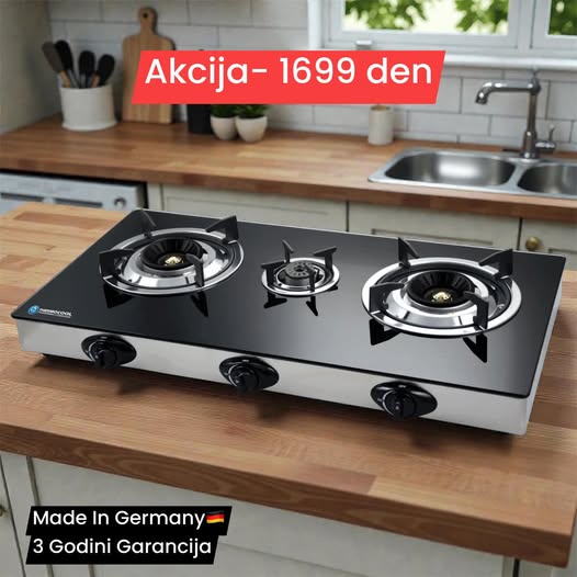 Плинска Плоча со 3 Горионици – Стаклена Површина (Made in Germany)